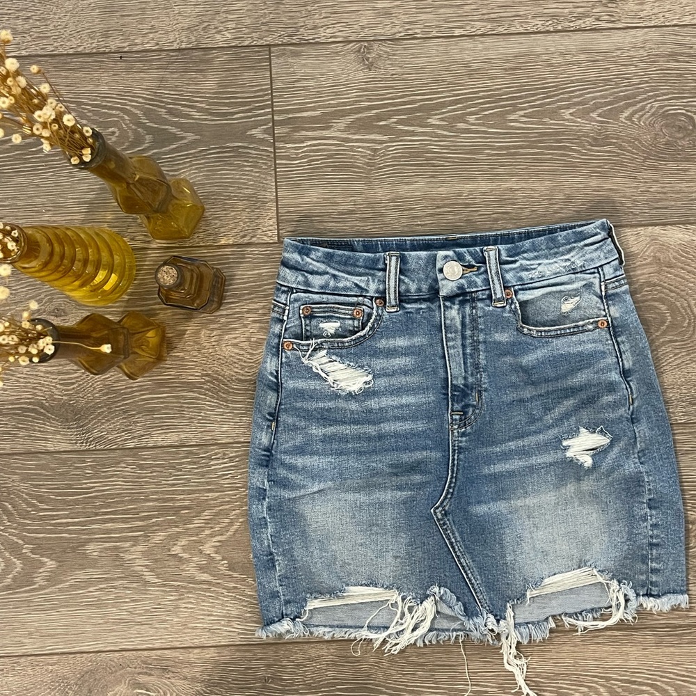 Hi Rise Mini Denim Skirt